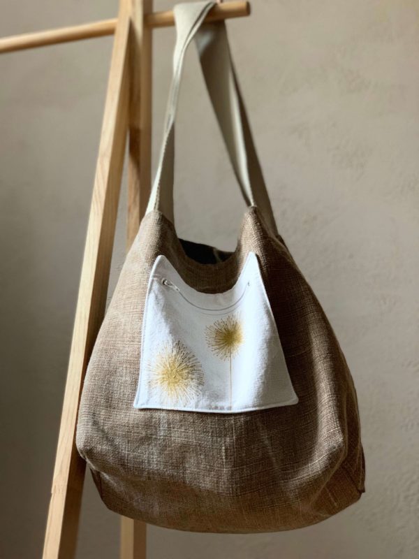 Sac Cabas XL « Allium » en lin bronze