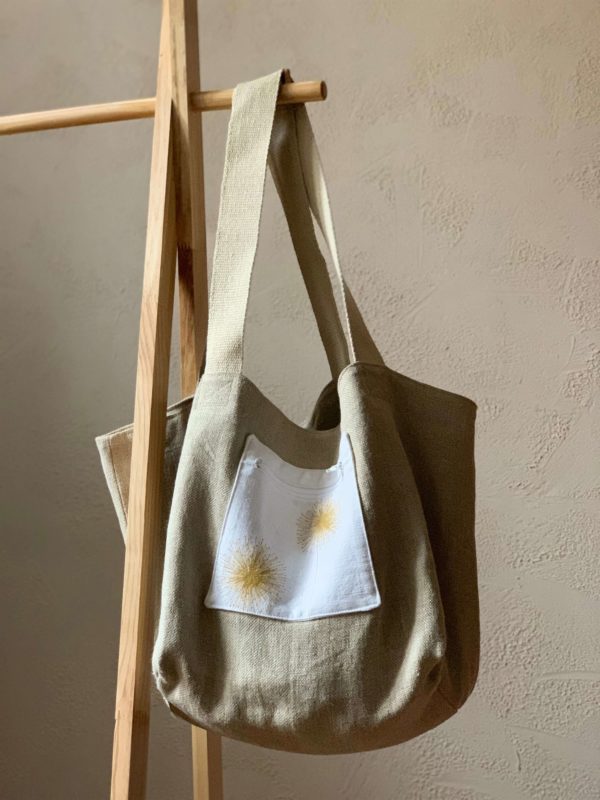 Sac cabas XL « Allium » en chanvre naturel