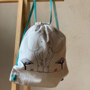 Le petit sac à doudou « Eléphant » en tissu upcyclé