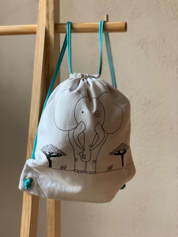 Le petit sac à doudou « Eléphant » en tissu upcyclé