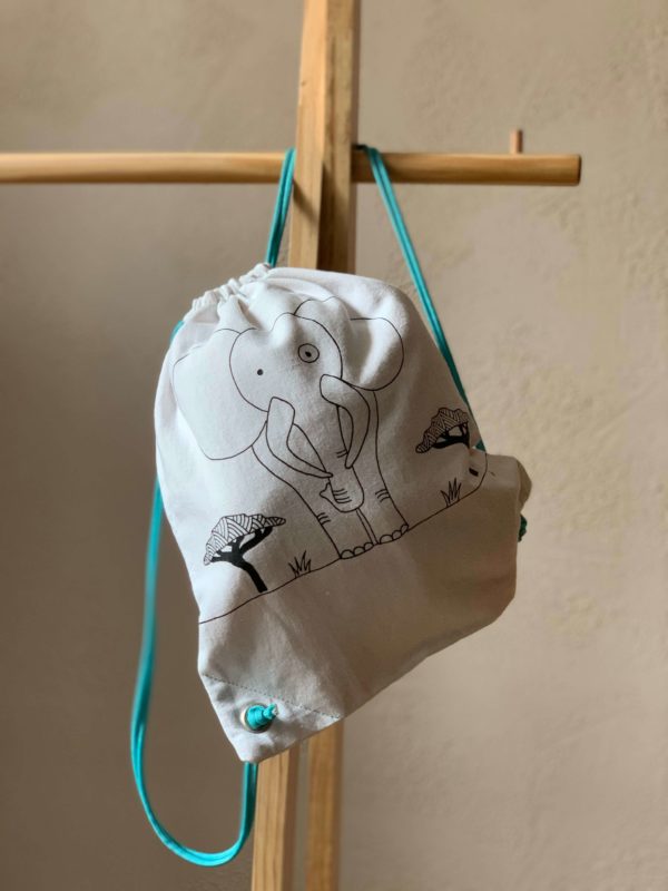 Le petit sac à doudou « Eléphant » en tissu upcyclé