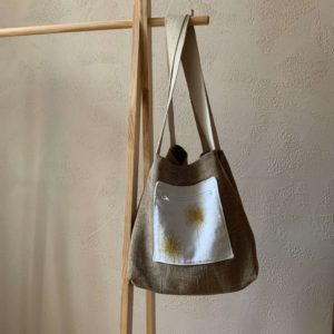 Sac Cabas XL « Allium » en lin bronze