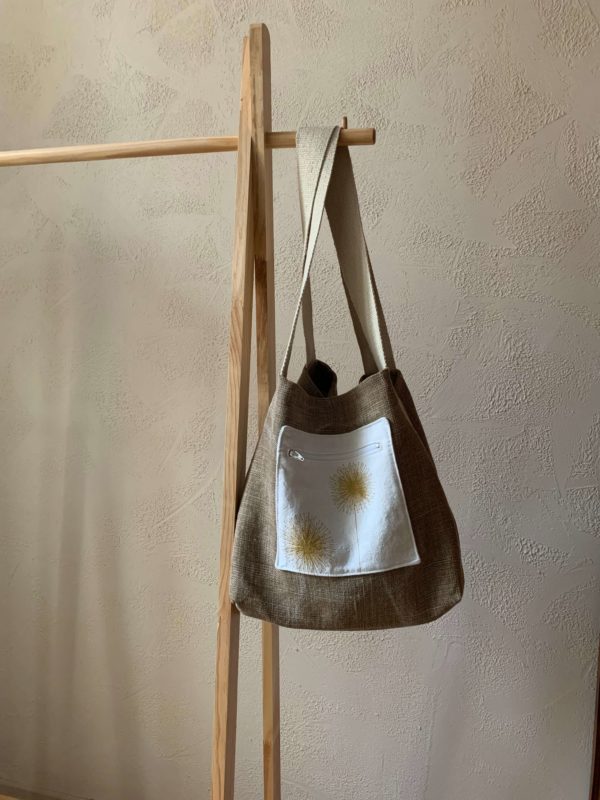 Sac Cabas XL « Allium » en lin bronze